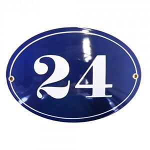 Hausnummer Hausnummernschild Emaille 15x21 cm Oval mit Wunschnummer Hausnummer, Hausschild, Vorbohrungen, Personalisierte, Hausnummernschilder, Wetterfest, Wunschtext, Farben