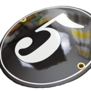 Hausnummer Hausnummernschild Emaille | Kreis Ø 15 cm | mit Wunschnummer Hausschild, Vorbohrungen, Personalisierte, Hausnummernschilder, Türschild, Wunschtext