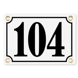 Sosenco Hausnummerschild Hausnummer - 12x17 cm - Keramik Emaille - Wetterfest - Personalisiert - Emailschild (Weiß)