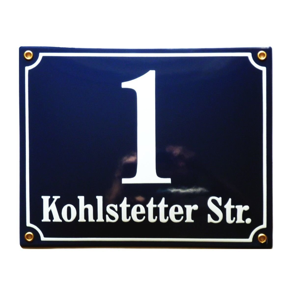 Hausnummer Hausnummernschild Emaille 20x25 cm mit Wunschstraßennamen und Nummer Straßennamen, Hausschild, Individuell anpassbare Hausnummer, Vorbohrungen Wetterfest, Türschild, Wunschtext