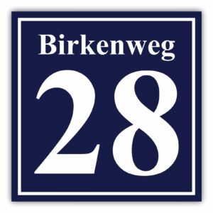 Premium Hausnummer im Emaille Design | individuell anpassbar | Aluverbund | UV Direktduck | Beständig | Witterungsfest | Art.Nr.H1007 (Blau)