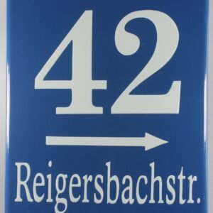 Münchener Emaille Hausnummernschild klein mit Wunschzahl/Text 20x25 cm