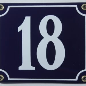 Buddel-Bini Wetterfestes Emaille Hausnummernschild Nr. 18 blau/weiß 14x12 cm sofort lieferbar
