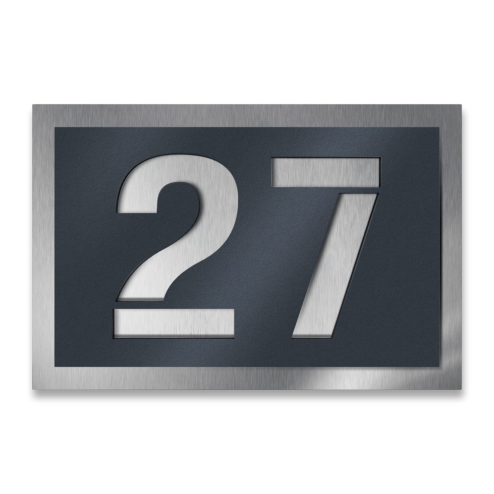 Metzler Hausnummer Edelstahl, individuelles Hausnummernschild in Anthrazit (RAL 7016), Straßenschild mit Hausnummer, kratzfest, robust, gebürstet, 3D-Effekt, Made in Germany, Größe 21,5 x 15 cm