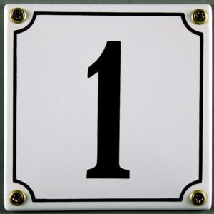 Emaille Hausnummernschild - Wählen Sie Ihre Nummer - Zahlen 1 bis 30 verfügbar - weiß/schwarz 12x12 cm - 12x14cm - sofort lieferbar! Hausnummer Schild wetterfest und lichtecht (17 weiß/schwarz 12x14cm)