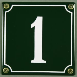 Emaille Hausnummernschild - Wählen Sie Ihre Nummer - Zahlen 1 bis 30 verfügbar - grün/weiß 12x12 cm und 12x14cm - sofort lieferbar! Hausnummer Schild wetterfest und lichtecht (1 grün/weiß 12x12cm)