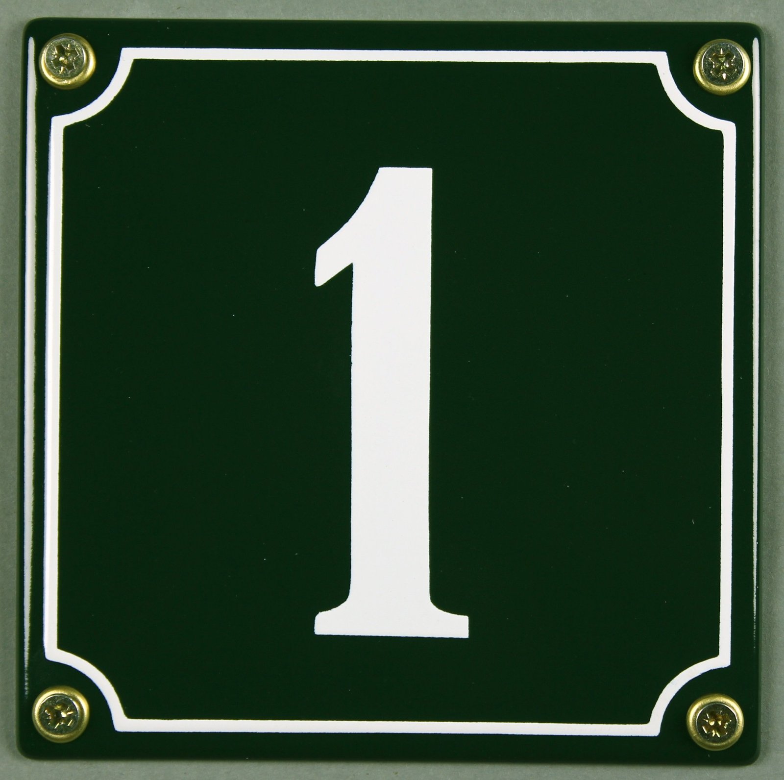 Emaille Hausnummernschild - Wählen Sie Ihre Nummer - Zahlen 1 bis 30 verfügbar - grün/weiß 12x12 cm und 12x14cm - sofort lieferbar! Hausnummer Schild wetterfest und lichtecht (1 grün/weiß 12x12cm)